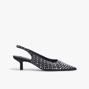 H&M Black Rhinestone Slingback Heels New With Tags Size 9